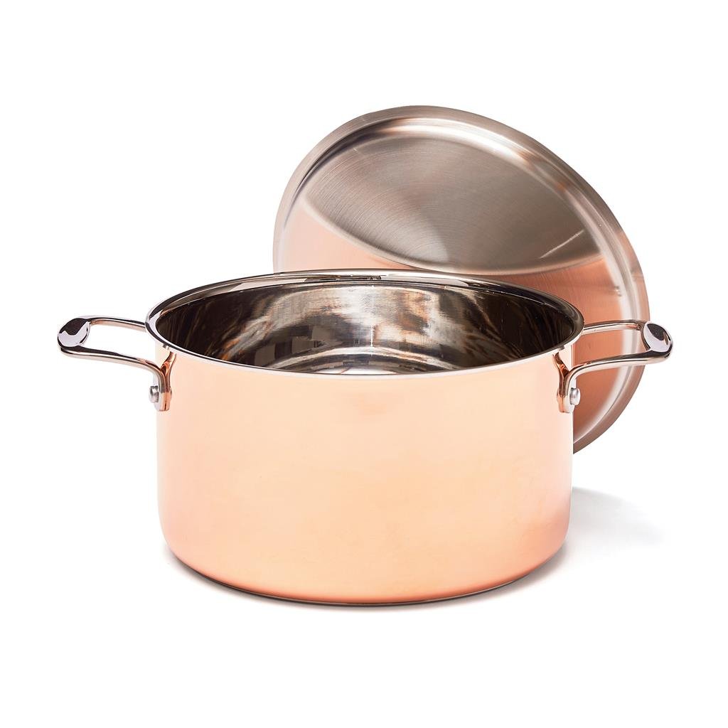 Casserole En Cuivre 25 Cm – Intérieur émaillé, Professionnel, Italie, Neuve