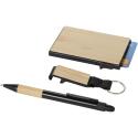 Bullet Minka Set mit Kugelschreiber aus Recycling-Aluminium, Schlüsselanhänger und RFID-Kartenhalter