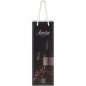 Bullet paper wine bottle bag 12x9x37 cm with plastic handles - 170 g/m²