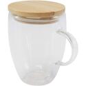 Seasons Leona tasse en verre de 350 ml avec couvercle en bambou