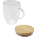 Seasons Leona tasse en verre de 350 ml avec couvercle en bambou