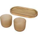 Seasons Male houten serveerblad en glazen bekerset met matte afwerking