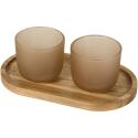 Seasons Male wooden serving tray and glass cups with matt finish set