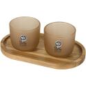 Seasons Male wooden serving tray and glass cups with matt finish set