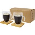 Seasons Manti 2-delige 350 ml dubbelwandige glazen kop met bamboe onderzetter