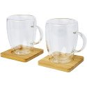 Seasons Manti 2-delige 350 ml dubbelwandige glazen kop met bamboe onderzetter