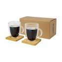 Seasons Manti 2-piece 350 ml double-wall glass cup with bamboo coaster
