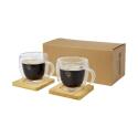 Seasons Manti 2 pièces 250 ml tasse en verre à double paroi avec sous-verre en bambou