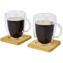 Seasons Manti 2 pièces 350 ml tasse en verre à double paroi avec sous-verre en bambou