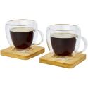 Seasons Manti 2-teiliger 100 ml doppelwandiger Glasbecher mit Bambusuntersetzer