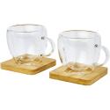 Seasons Manti 2-teiliger 100 ml doppelwandiger Glasbecher mit Bambusuntersetzer