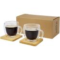 Seasons Manti 2-teiliger 250 ml doppelwandiger Glasbecher mit Bambusuntersetzer