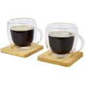 Seasons Manti 2-teiliger 250 ml doppelwandiger Glasbecher mit Bambusuntersetzer