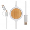 XD Collection 3-in-1 cable with 5W bamboo wireless charger