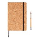 XD Collection A5 Kork-Notizbuch mit Bambus-Stift, liniert