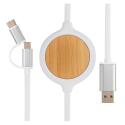 XD Collection câble 3-en-1 avec chargeur sans fil bambou 5W