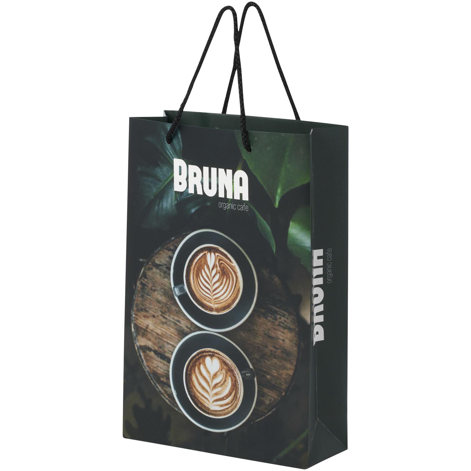 Bullet paper bag 24x9x36 cm with plastic handles - 170 g/m²