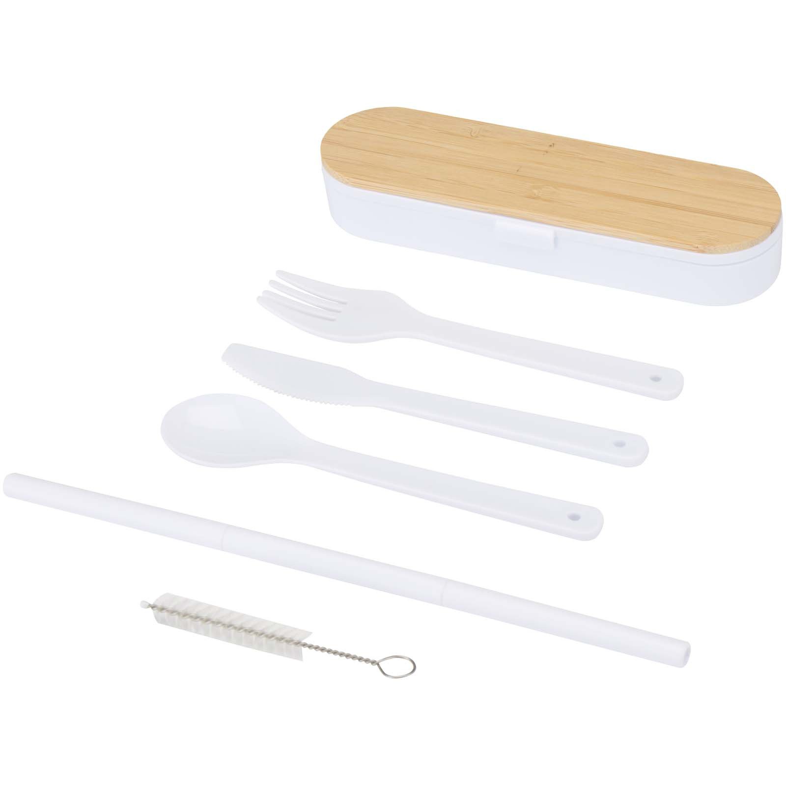 Bullet Runa cutlery set with bamboo lid