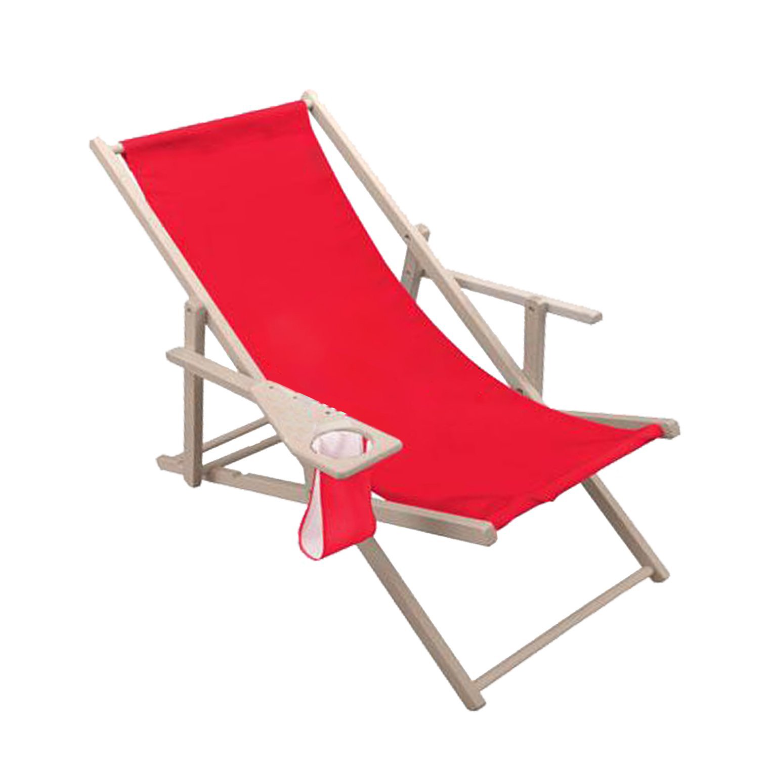 Comfort drink deckchair with armrest & cup holder