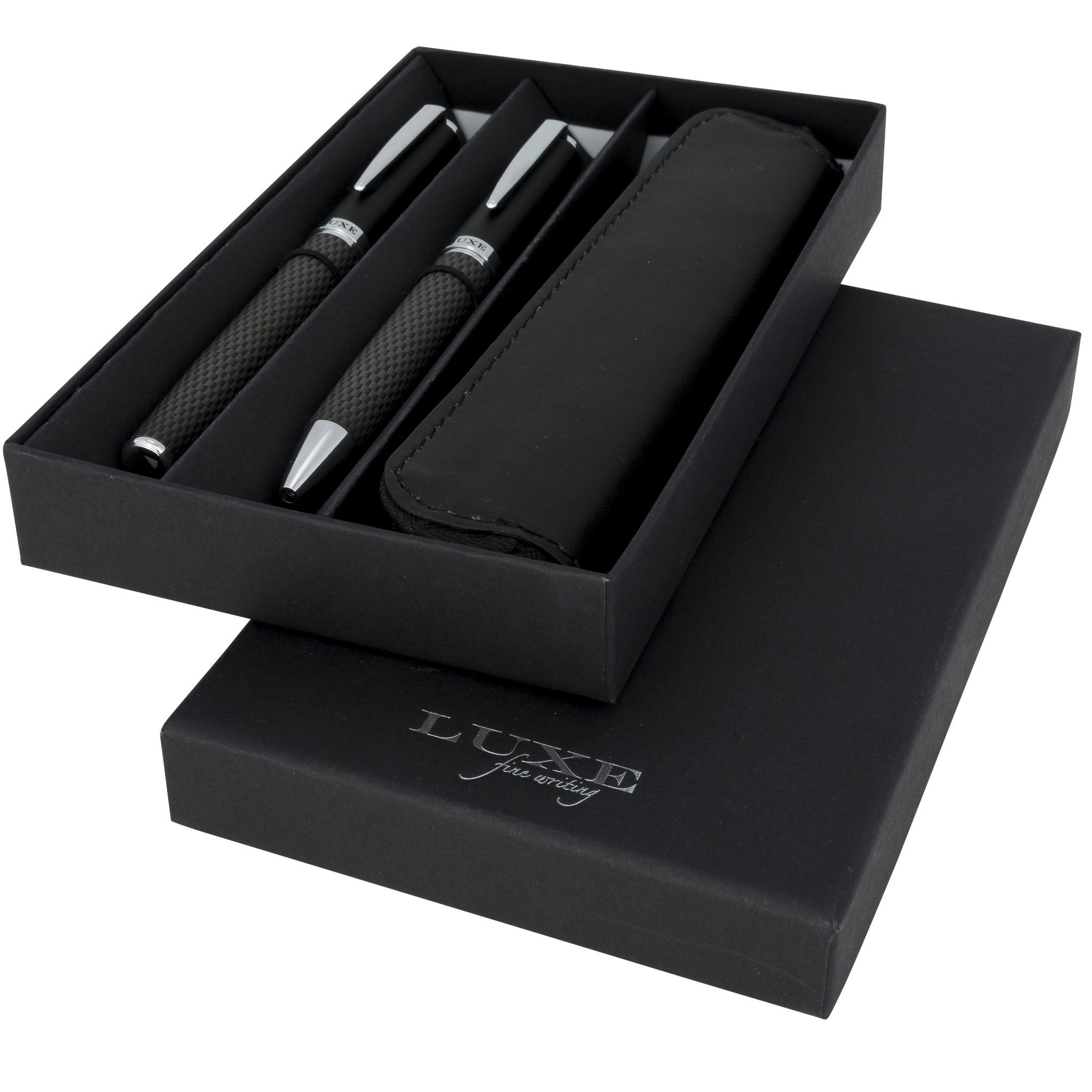 Luxe Carbon ballpoint pen gift set black ink PrintSimple