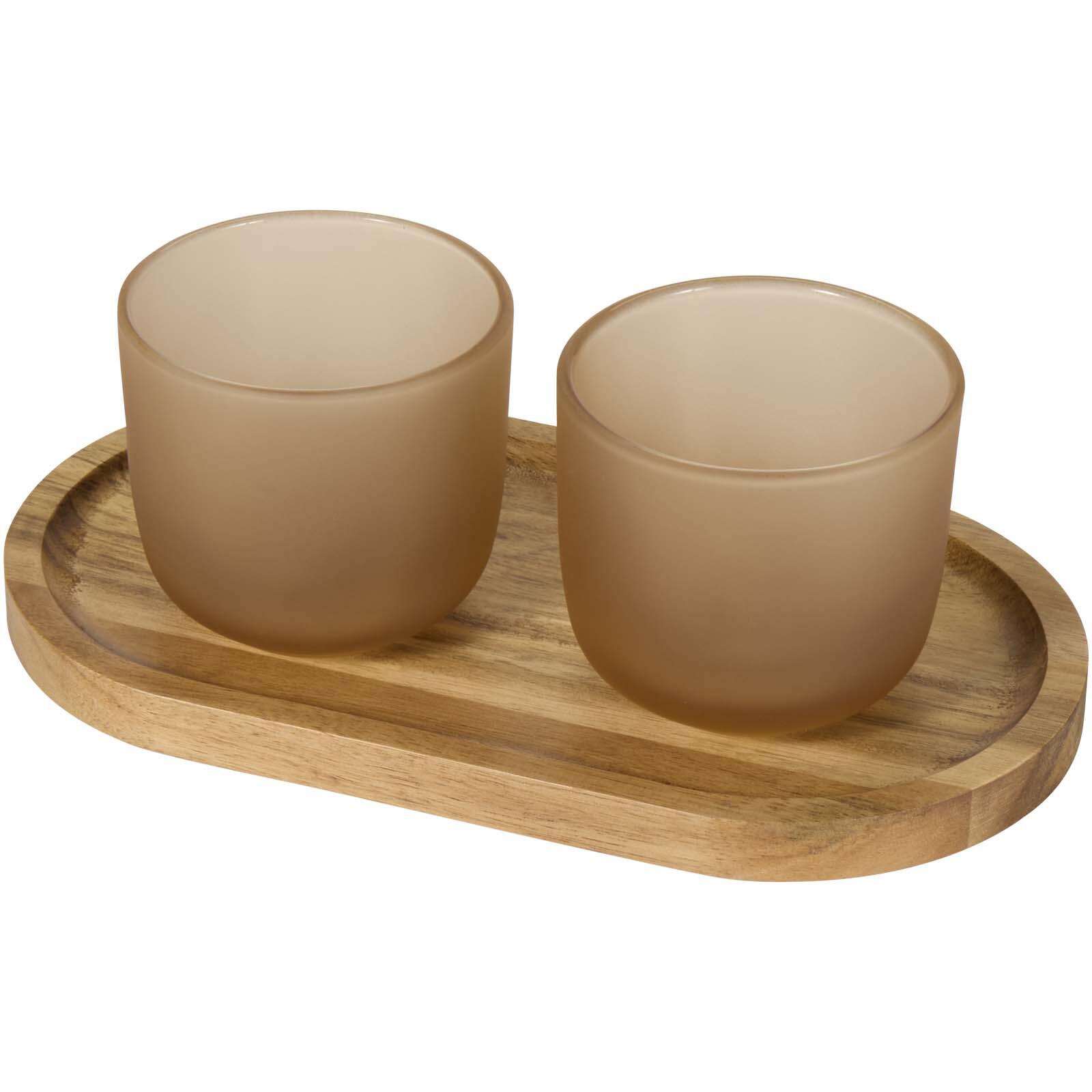 Seasons Male houten serveerblad en glazen bekerset met matte afwerking