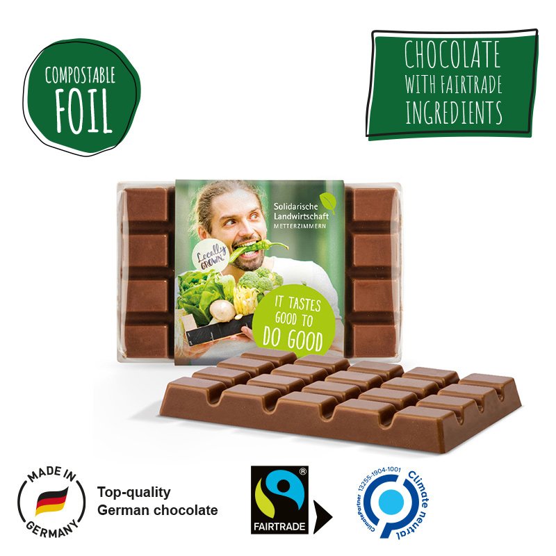 Sweets & More design chocolate, compostable foil