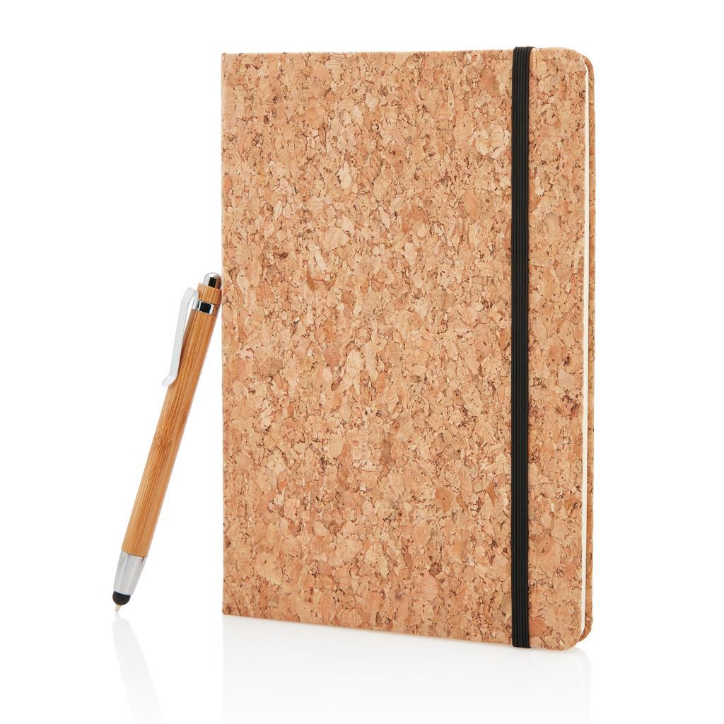 XD Collection A5 Kork-Notizbuch mit Bambus-Stift, liniert