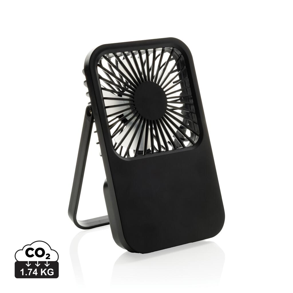XD Collection Aervina RCS recycled plastic rechargeable desk fan