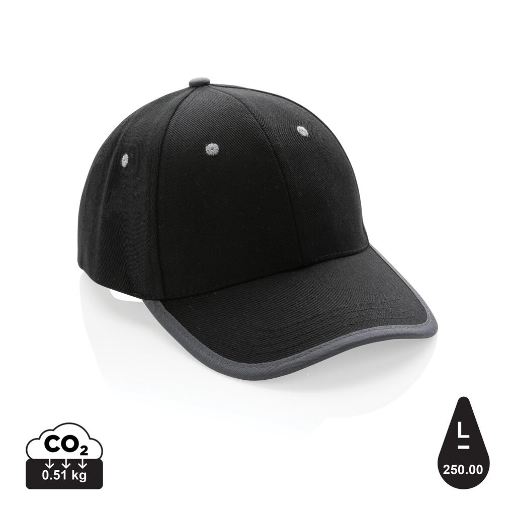 XD Collection Impact AWARE casquette contrastée à  6 panneaux en coton recyclé