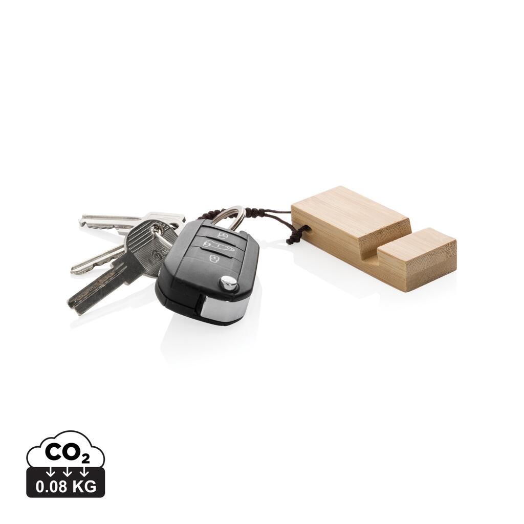 XD Collection Standkey porte-clés support de téléphone en bambou