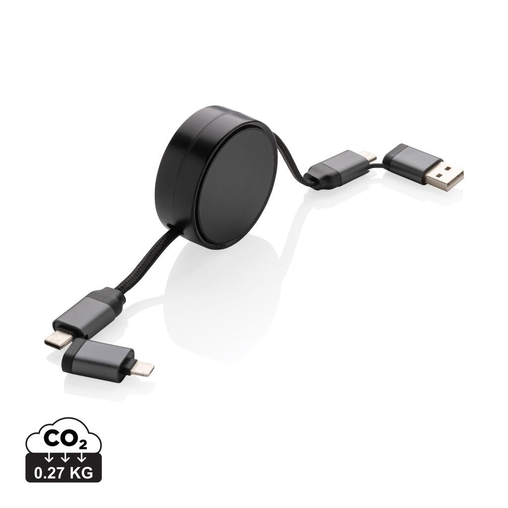 XD Xclusive Terra RCS gerecycleerd aluminium uittrekbare 6-in-1-kabel