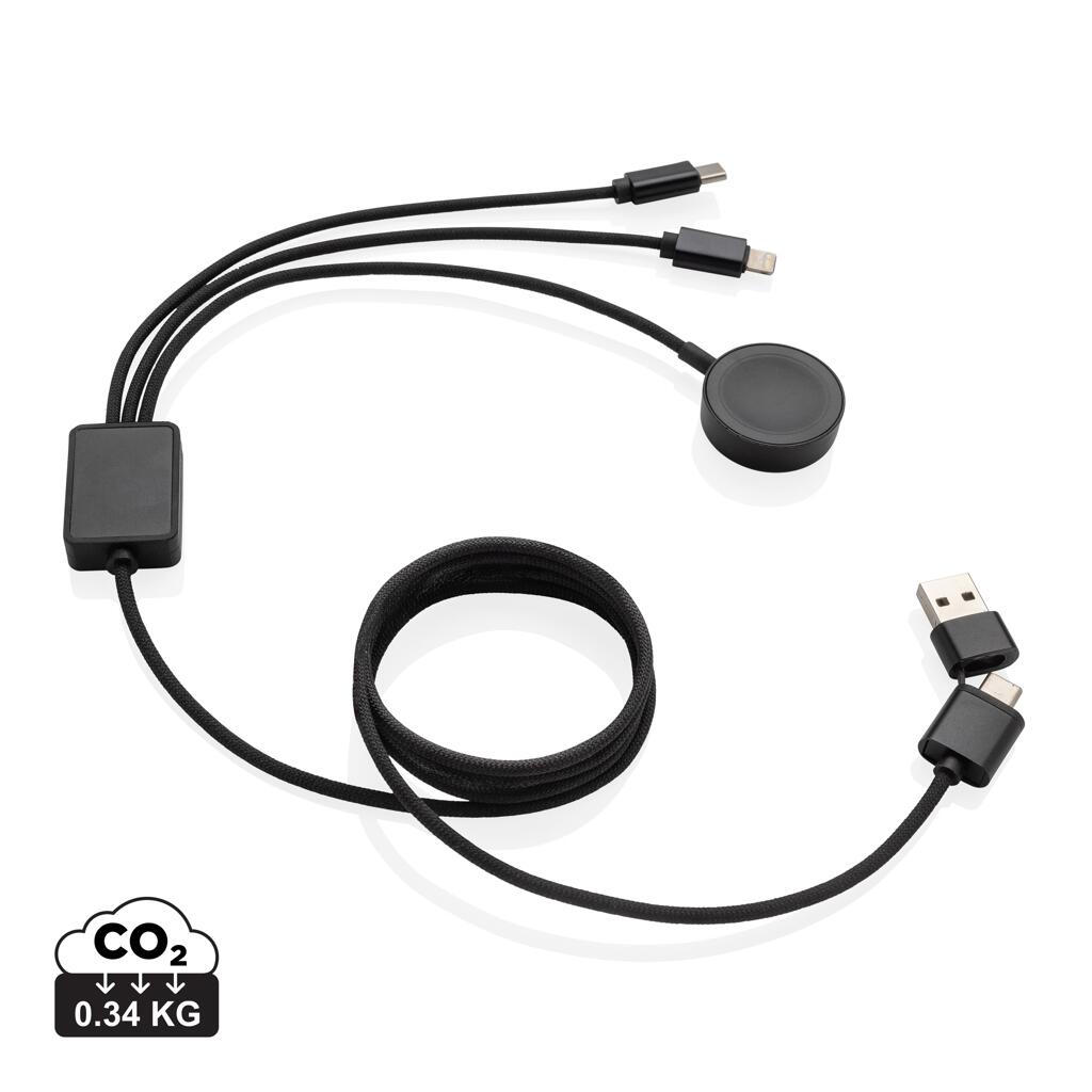 XD Xclusive Terra RCS rPET 6-in-1-Ladekabel mit Uhrenladegerät