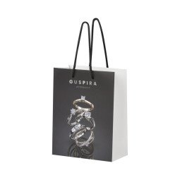 Bullet paper bag 18x9x23 cm with plastic handles - 170 g/m²