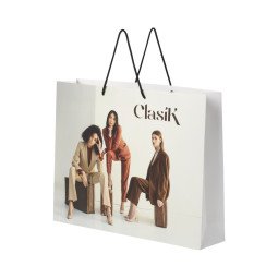 Bullet paper bag 45x10x35 cm with plastic handles - 170 g/m²