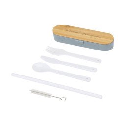 Bullet Runa cutlery set with bamboo lid