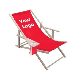 Comfort drink deckchair with armrest & cup holder