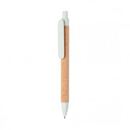 XD Collection balpen met tarwestro & kurk, blauwschrijvend