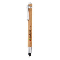 XD Collection bamboe stylus balpen, zwartschrijvend