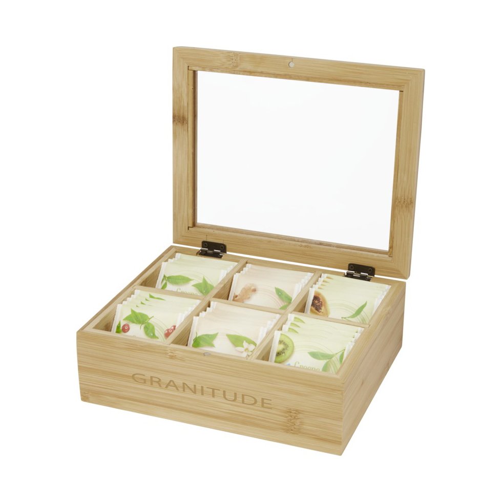 Seasons Ocre bamboo tea box | PrintSimple