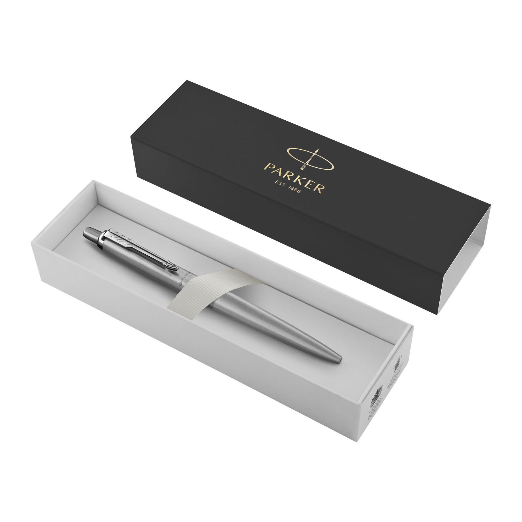 Parker Stylo Bille Jotter XL - Acier Inoxydable - Pointe Moyenne Encre Bleue - Coffret Cadeau élégant